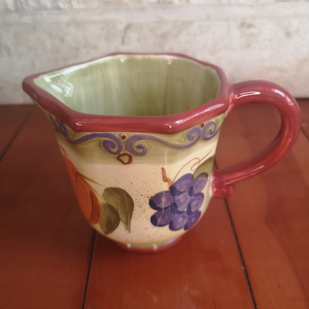 3 for$15 Vintage 4" Tall Medici Hand Painted Fruit Ceramic Creamer By Tabletop